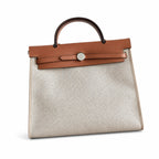 Herbag 31cm Saddle-Inspired Canvas Body with Leather Handle and Shoulder Strap — Versatile Canvas Shoulder Carry