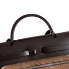 Herbag 31cm Saddle-Inspired Canvas Body with Leather Handle and Shoulder Strap — Classic Canvas Body and Leather Straps