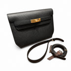 Kelly Depeches 25cm Epsom Leather 89 Noir Black top handcrafted — Versatile Hand-Carry Clutch