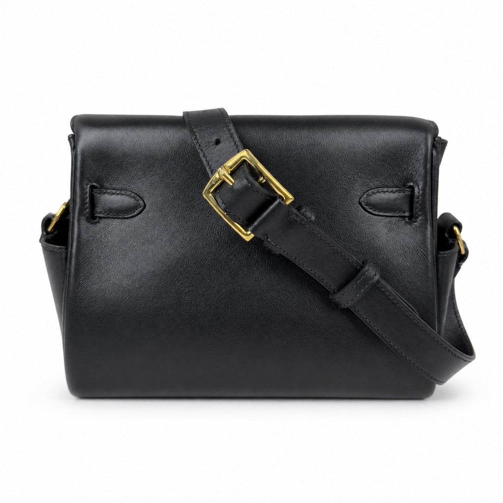 Black Gold Kelly Messenger messenger bag for men and women, Black Gold Buckle, imported leather, all-steel hand-waxed thread, the highest — Timeless Top-Handle Design