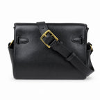 Black Gold Kelly Messenger messenger bag for men and women, Black Gold Buckle, imported leather, all-steel hand-waxed thread, the highest — Timeless Top-Handle Design