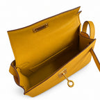 handmade Mini Kelly II 19cm imported Epsom Leather amber yellow Gold Buckle — Distinctive Petite Bag