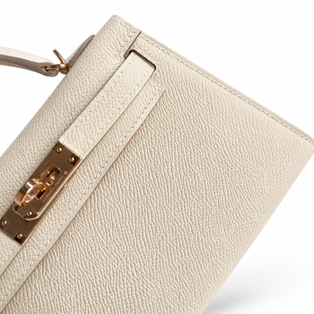 Mini Kelly II 19cm Epsom Leather Milkshake White — Elegant Compact Carry Style