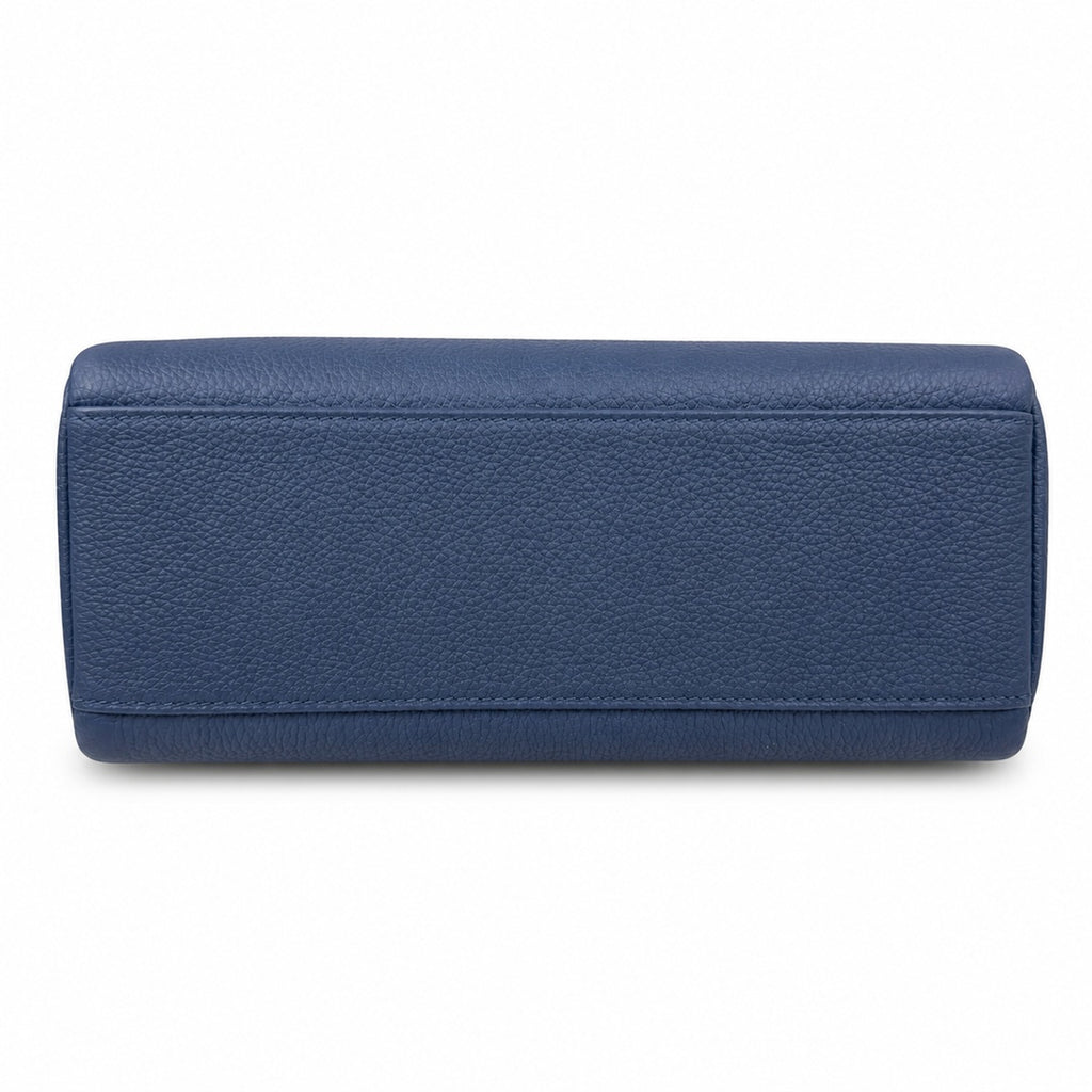 Kelly Messenger messenger bag for men and women, sapphire blue Silver Buckle, imported leather, all-steel hand-waxed thread, the best value for — Structured Top-Handle Handbag
