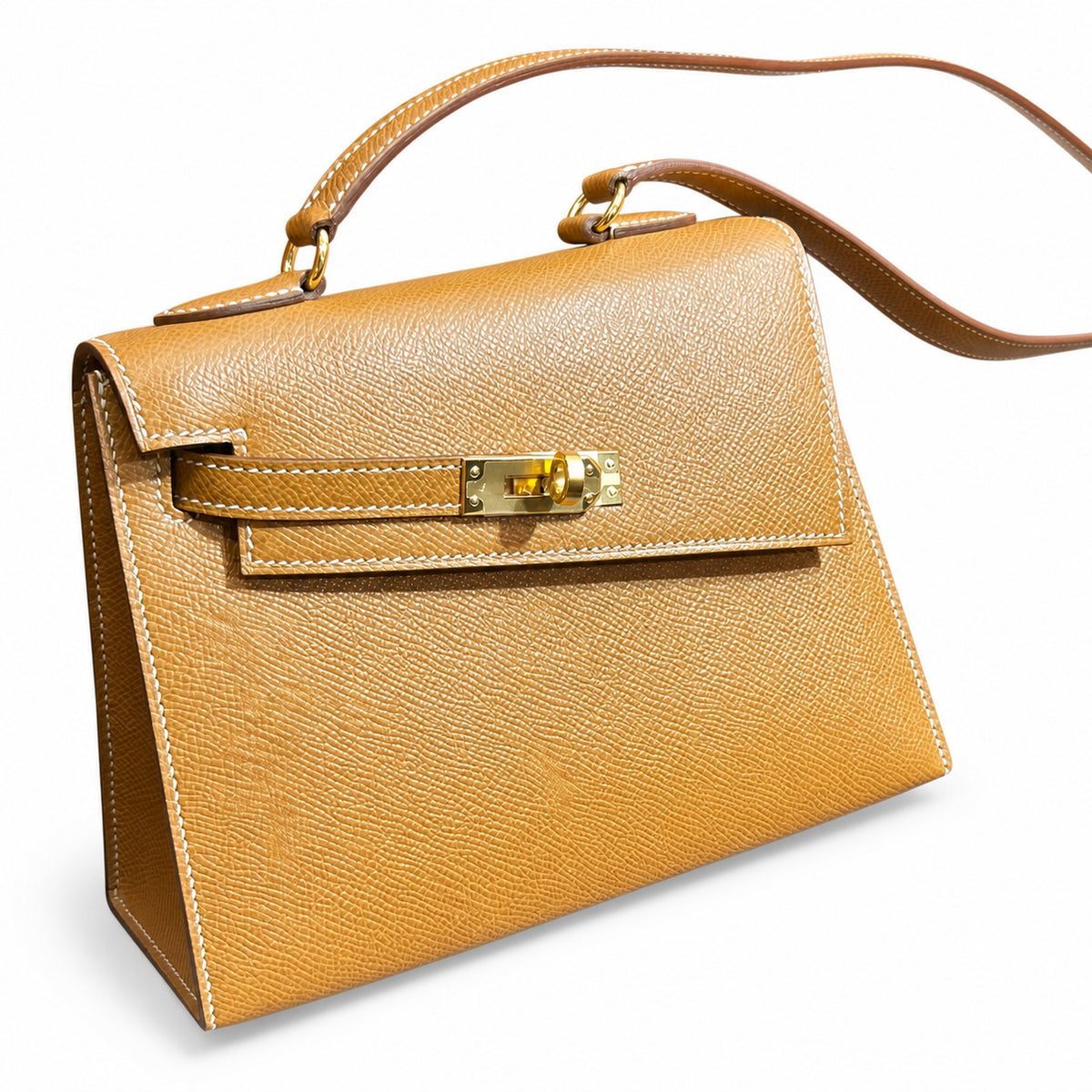 Kelly double-sided DESORDRE original Epsom Leather Gold Brown Gold Buckle order shipped — Polished Two-Sided Top-Handle Bag