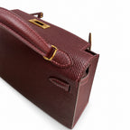 handmade Mini Kelly II 19cm imported Epsom Leather Hermès Red Gold Buckle — Elegant Compact Carry Style