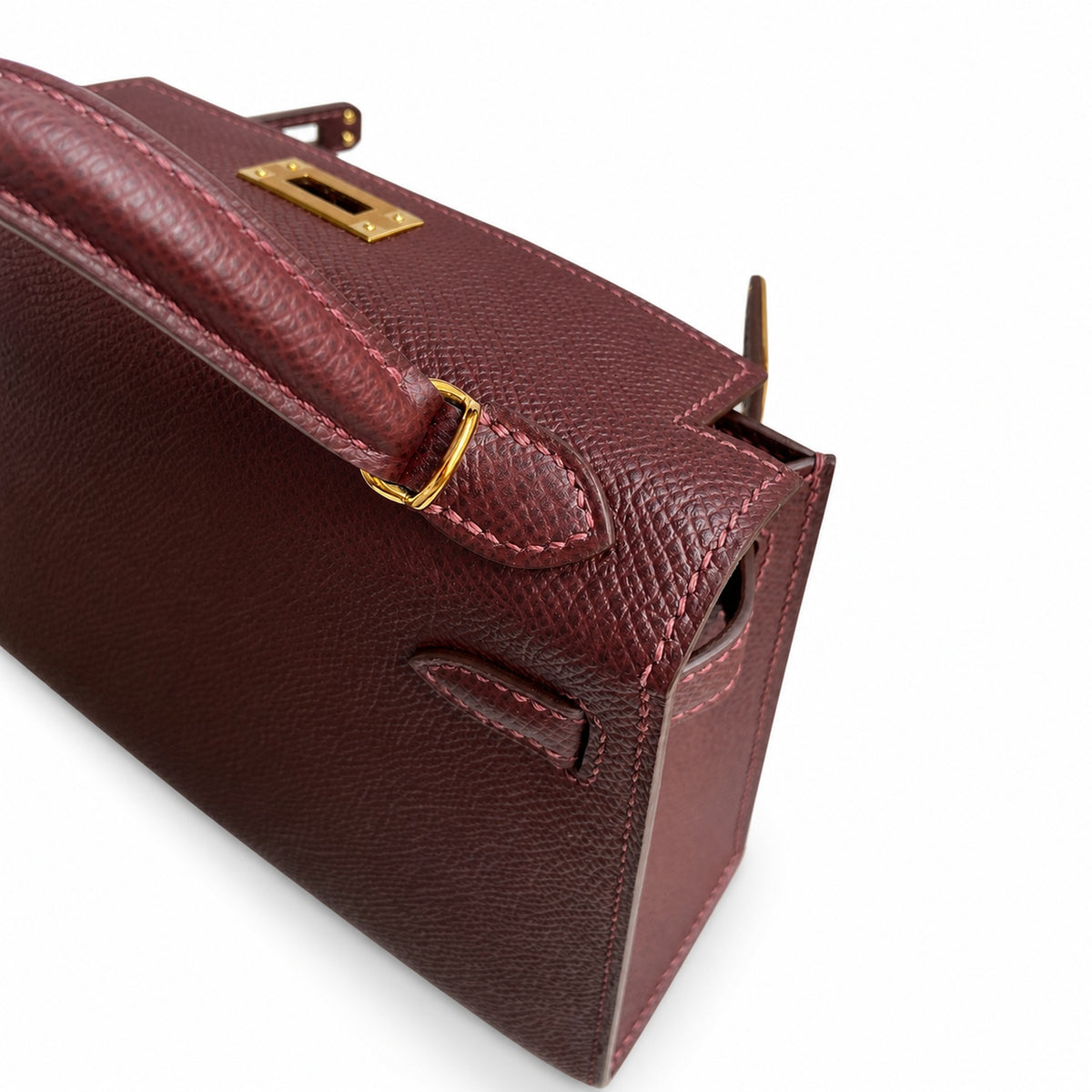 handmade Mini Kelly II 19cm imported Epsom Leather Hermès Red Gold Buckle — Elegant Compact Carry Style