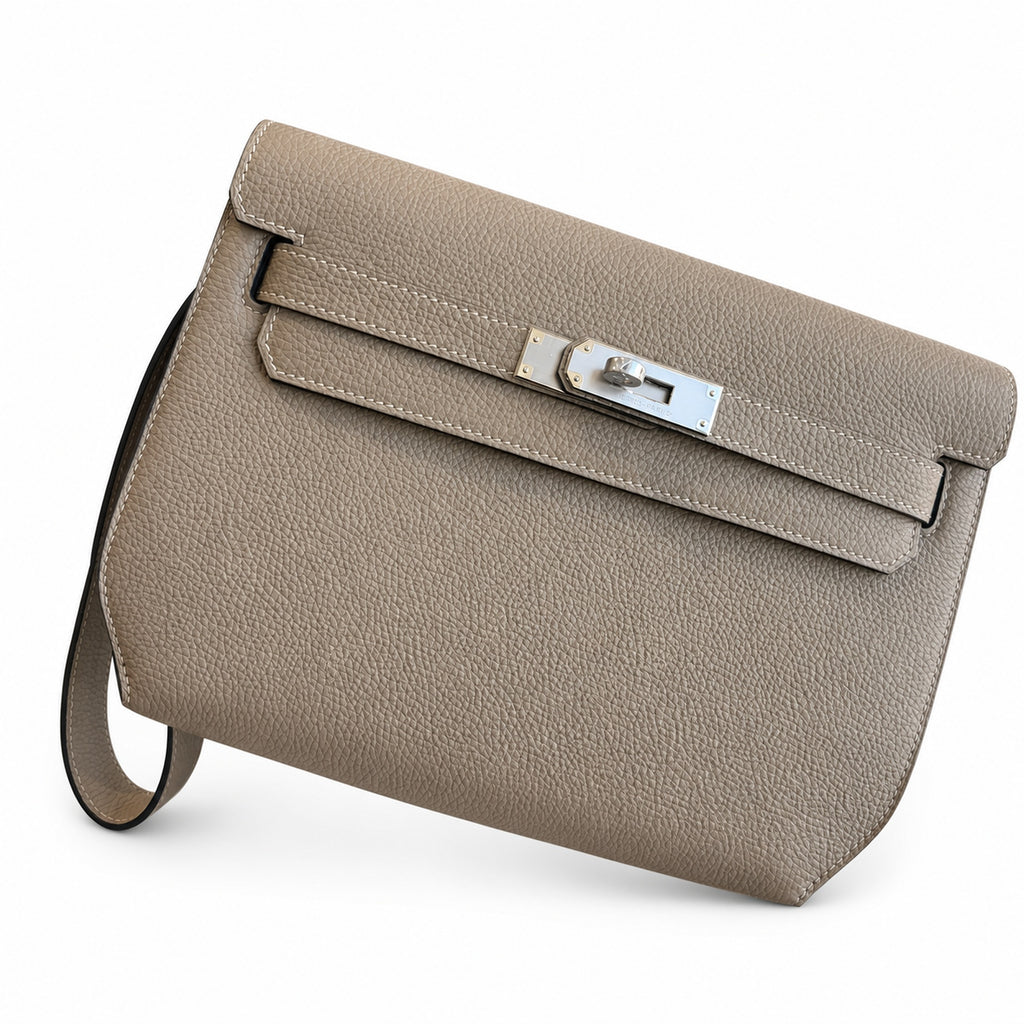 Streamlined Clutch Bag: Kelly Depeches 25cm Togo Leather with Shoulder Strap