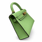 second generation Kelly 19cm imported Epsom Leather avocado green Gold and Silver Buckle wax thread — Streamlined Mini Handbag