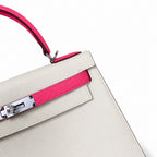 Kelly 25 Milkshake White lipstick powder Epsom Silver Buckle handmade — Timeless Top-Handle Design