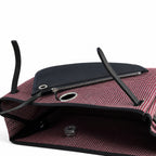 Herbag 31cm Saddle-Inspired Canvas Body with Leather Handle and Shoulder Strap — Distinctive Leather-Trimmed Canvas Design