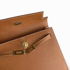 Kelly 25 Golden Brown Gold Buckle Epsom pure hand sewing wax thread — Streamlined Top-Handle Handbag