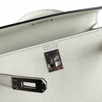 handmade Mini Kelly II 19cm imported Epsom Leather bubble green Silver Buckle — Elegant Compact Carry Style