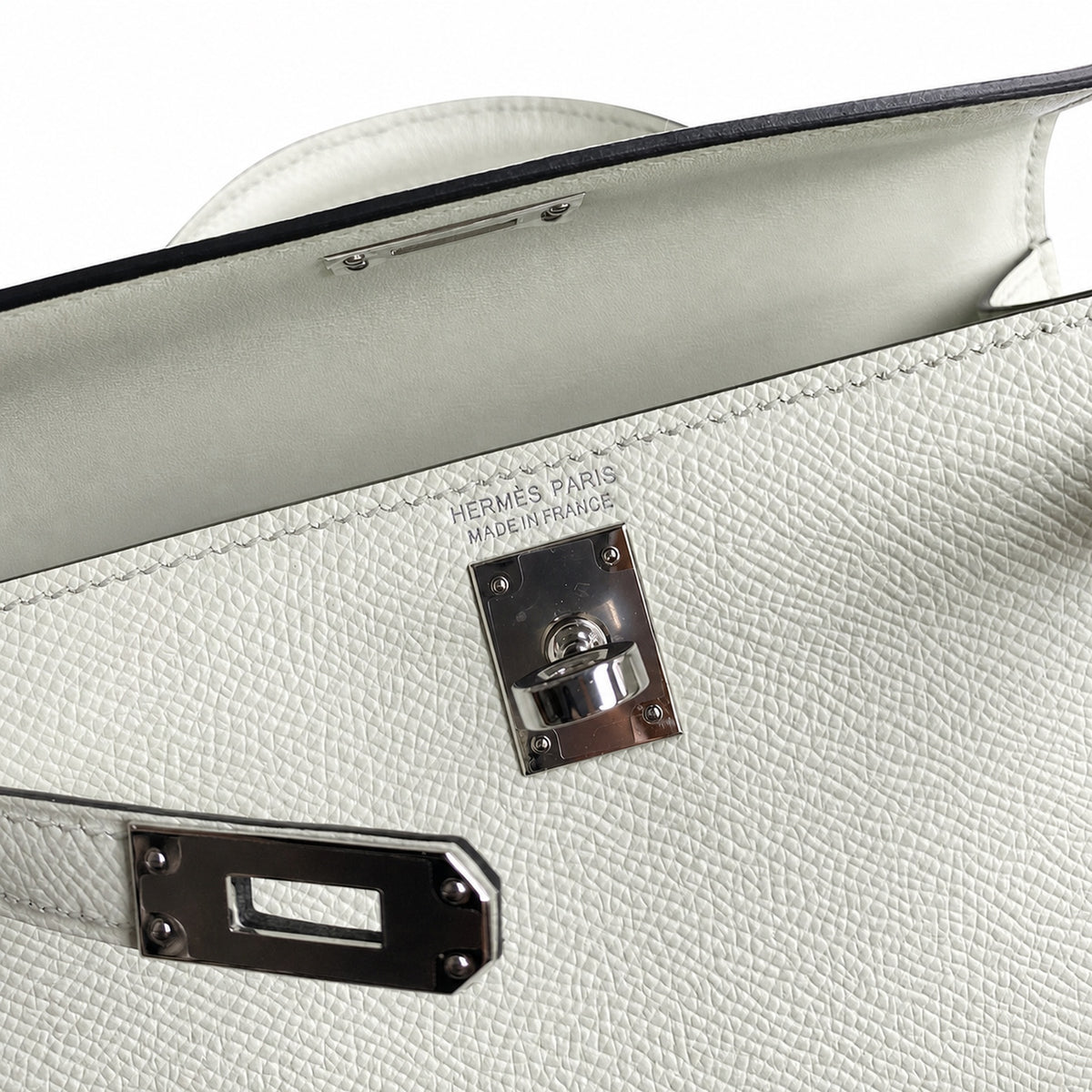 handmade Mini Kelly II 19cm imported Epsom Leather bubble green Silver Buckle — Elegant Compact Carry Style