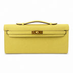 Kelly cut 31 clutch Epsom chick yellow Gold Buckle — Streamlined Evening Bag