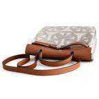 Polished Canvas-and-Leather Shoulder Style: Herbag 31cm Saddle-Inspired Canvas Body with Leather Handle and Shoulder Strap