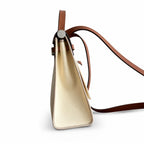 Herbag 31cm Saddle-Inspired Canvas Body with Leather Handle and Shoulder Strap — Canvas Body and Leather Trim Design