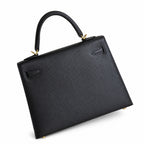 Black, Gold and Silver Buckle, Kelly 25, imported Epsom — Classic Hand-Carry Silhouette