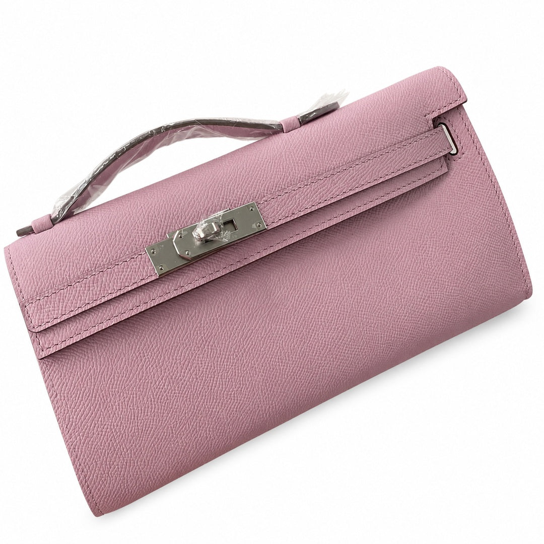 Kelly cut 31 handbag Epsom mallow purple Silver Buckle — Versatile Flat Handbag