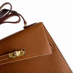 Kelly desordre 20cm Golden Brown Gold Buckle Epsom handmade double sided Kelly — Versatile Two-Sided Kelly Design