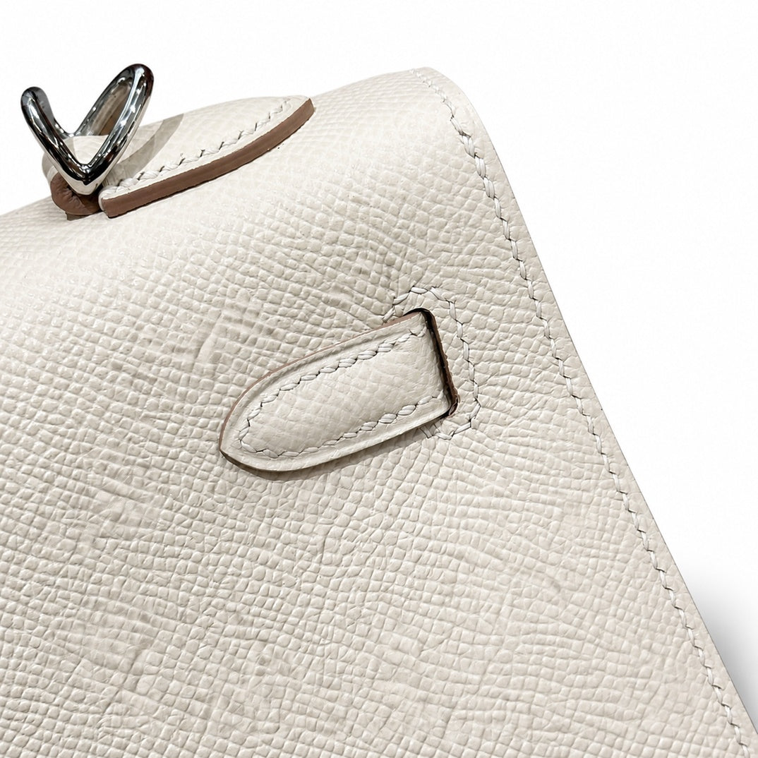 Kelly 25cm in Nata Epsom Leather with Silver Buckle Handmade — Versatile Structured Bag