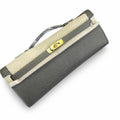 Kelly Cut 31 Clutch Epsom Leather Pewter Gray — Sophisticated Evening Clutch