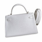 handmade Mini Kelly II 19cm imported Epsom Leather pure White Silver Buckle — Small Structured Carry Style