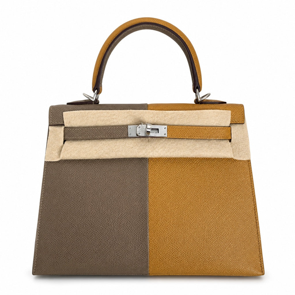 Kelly in Blue Epsom Leather with Silver Buckle Handmade — Polished Structured Handbag