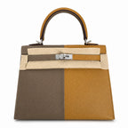 Kelly in Blue Epsom Leather with Silver Buckle Handmade — Polished Structured Handbag