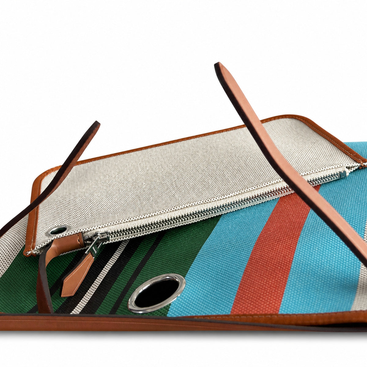 Versatile Leather-Trimmed Canvas Bag: Herbag 31cm Saddle-Inspired Canvas Body with Leather Handle and Shoulder Strap