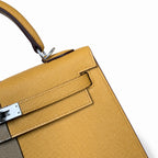 Kelly in Blue Epsom Leather with Silver Buckle Handmade — Polished Structured Handbag