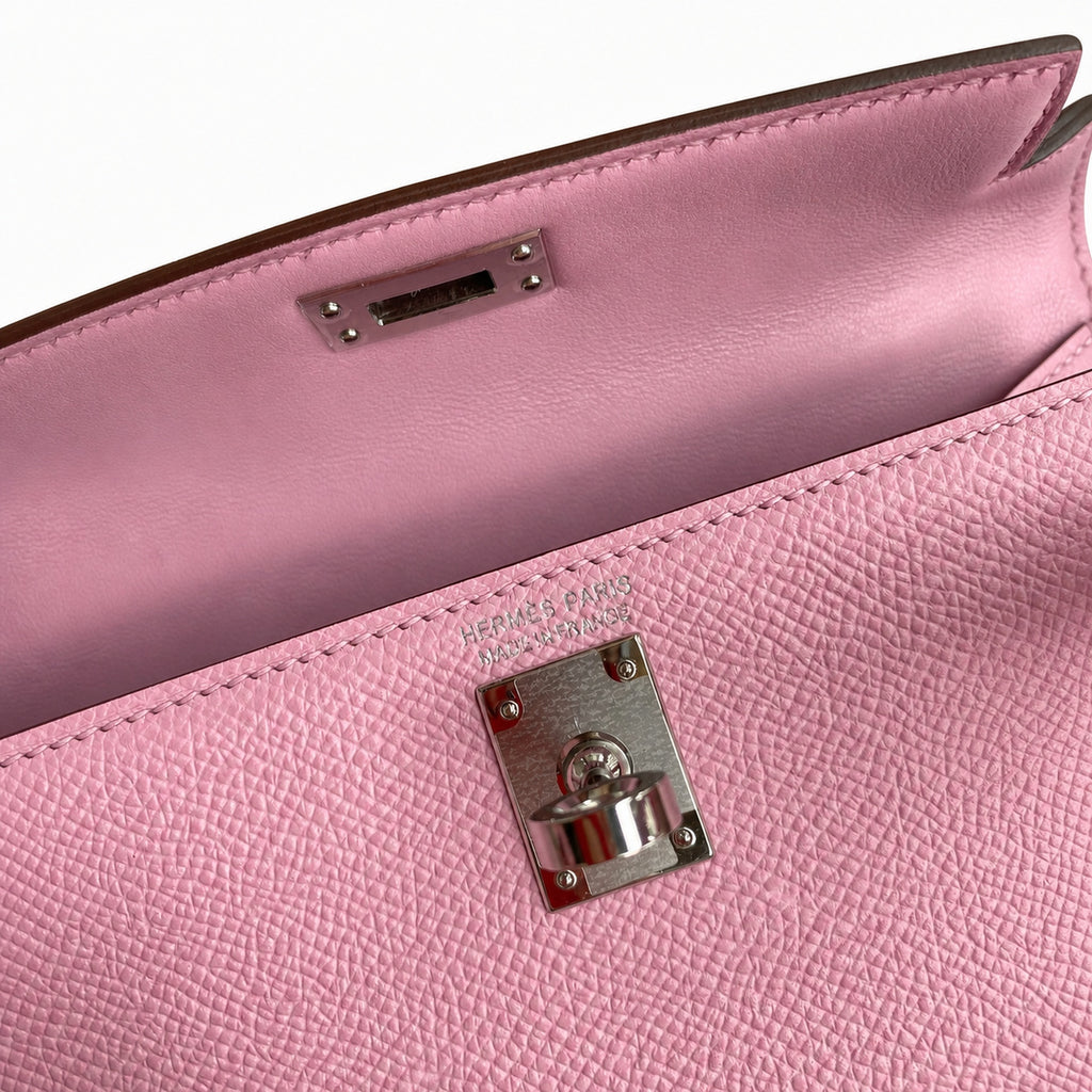 Mini Kelly II 19cm Epsom Leather, mallow purple, Silver Buckle — Versatile Mini Carry Design