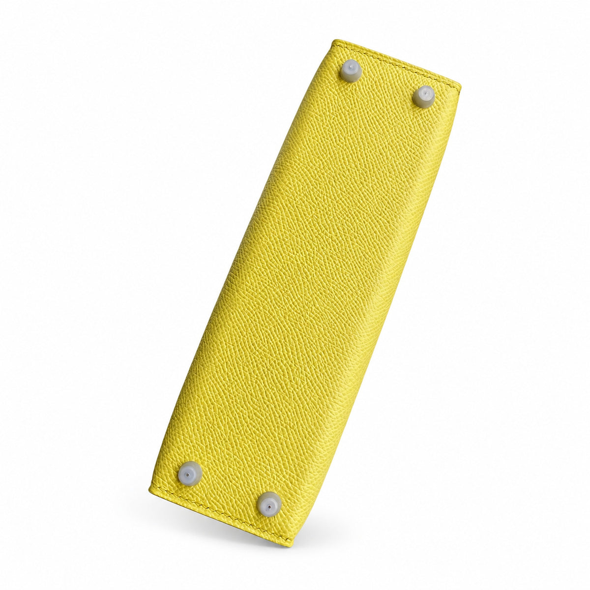 handmade Mini Kelly II 19cm imported Epsom Leather lemon yellow Silver Buckle — Streamlined Mini Handbag