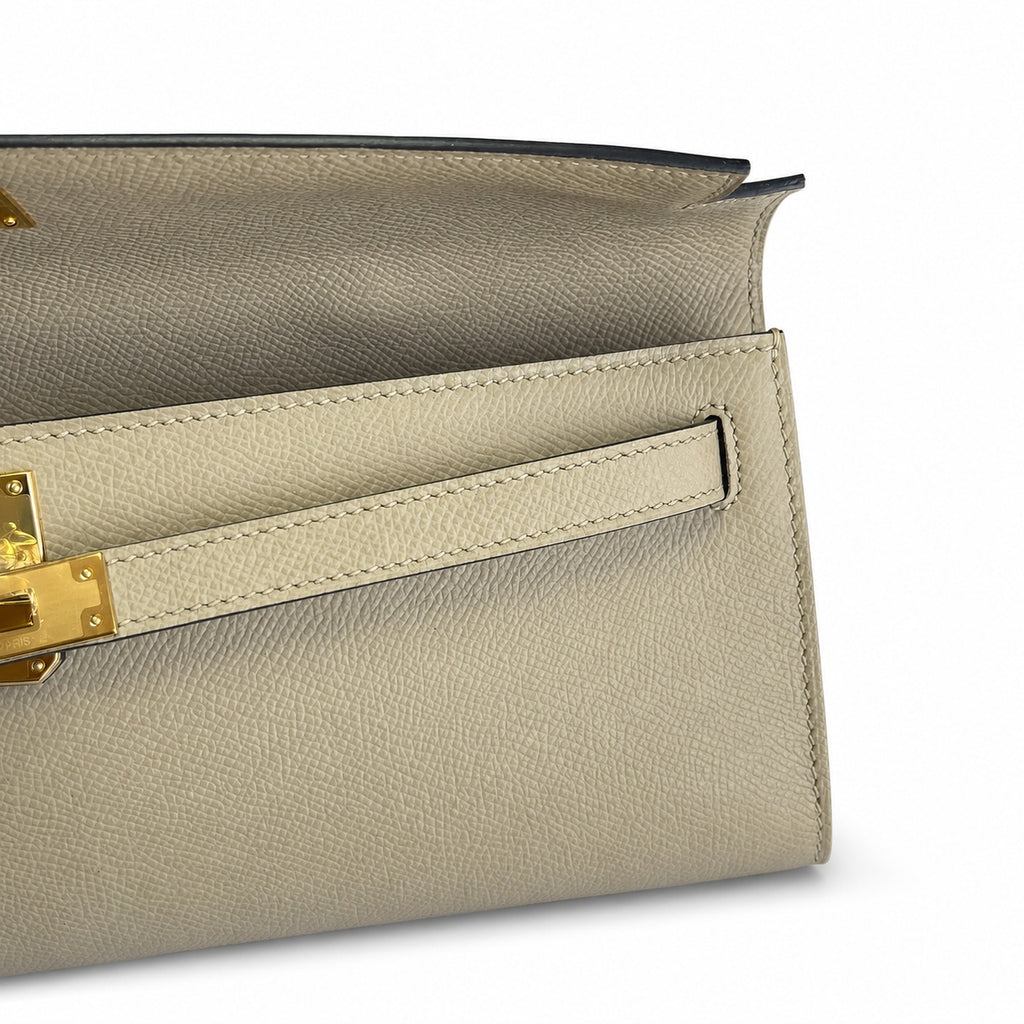Kelly Cut 31 Clutch Epsom Leather Windbreaker Gray — Refined Flat Clutch