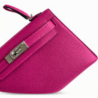 handmade Mini Kelly II 19cm imported Epsom Leather Rose Purple Silver Buckle — Compact Top-Handle Bag
