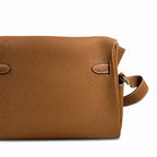 Kelly Messenger messenger bag for men and women, native Gold Buckle, imported leather, all-steel hand-waxed thread, the best value for money on the — Streamlined Top-Handle Handbag