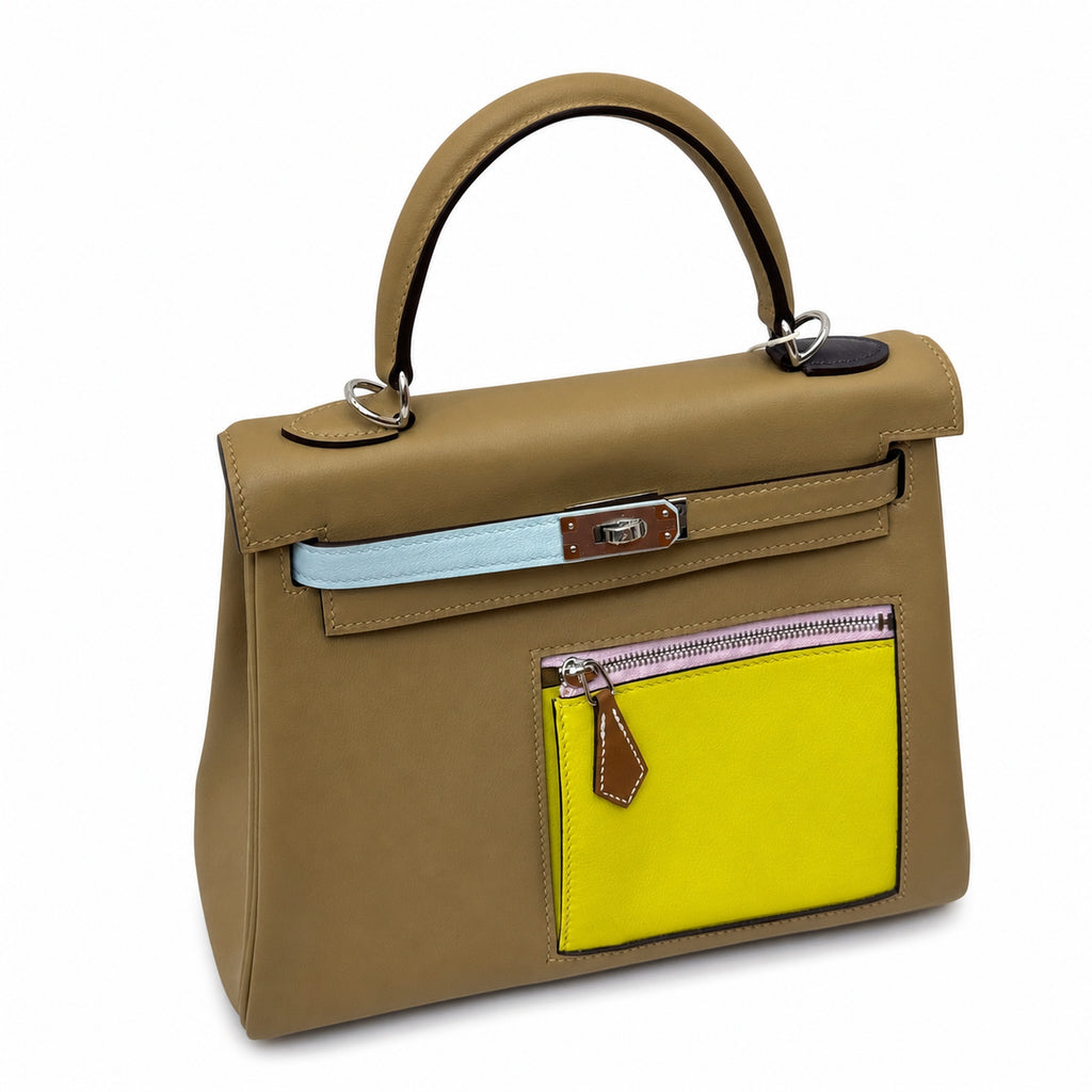 Kelly colormatic is an upgraded version of Lakis. nata Kelly 25+Colormatic limited edition+Silver Buckle, the buff is fully stacked — Polished Structured Bag