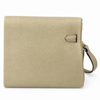 Kelly Messenger messenger bag for men and women, gray Silver Buckle for windbreaker, imported leather, all-steel hand-waxed thread, the highest — Versatile Structured Bag