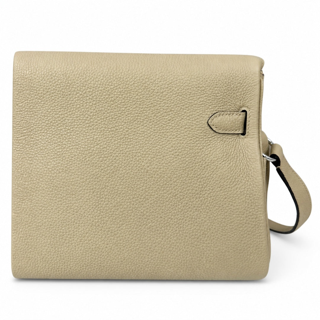 Kelly Messenger messenger bag for men and women, gray Silver Buckle for windbreaker, imported leather, all-steel hand-waxed thread, the highest — Versatile Structured Bag