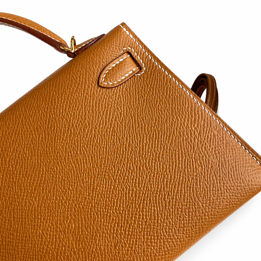 Mini Kelly II 19cm Epsom Leather, Golden Brown, Gold Buckle — Versatile Mini Carry Design