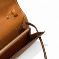 Kelly to go Color: ck37/Gold Size: 19*11.5*1.5cm Leather: Epsom Hardware: Gold Kelly crossbody bag, Golden Brown, cowhide, Gold Buckle, handmade P — Elegant Petite Clutch