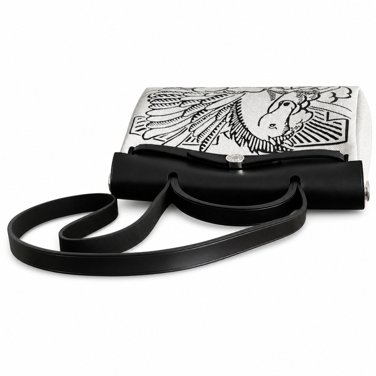 Herbag 31cm Saddle-Inspired Canvas Body with Leather Handle and Shoulder Strap — Classic Canvas-and-Leather Shoulder Carry