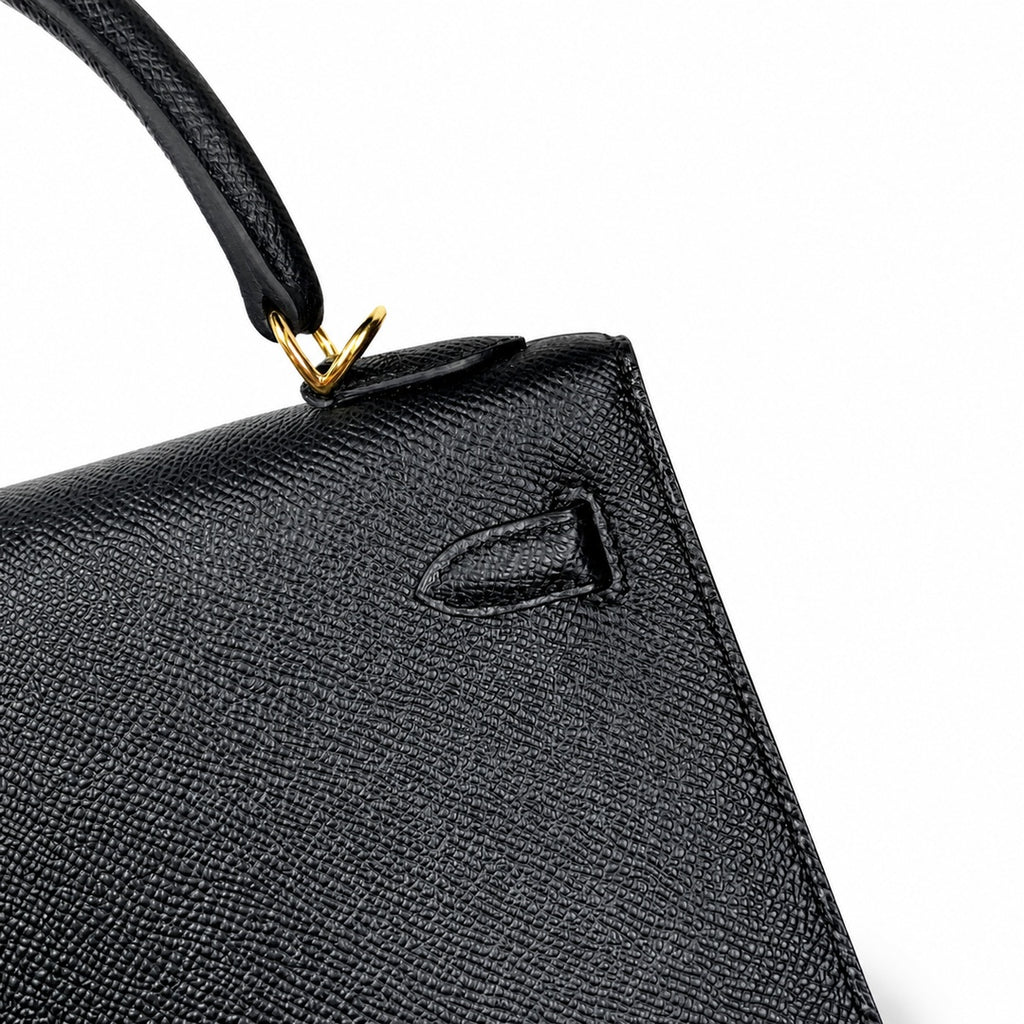 Kelly 25 Black Epsom Gold Buckle handmade — Refined Top-Handle Bag
