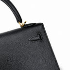 Kelly 25 Black Epsom Gold Buckle handmade — Refined Top-Handle Bag