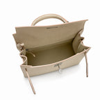 Kelly 28cm in Milkshake White Epsom Leather with Silver Buckle Handmade — Versatile Structured Bag