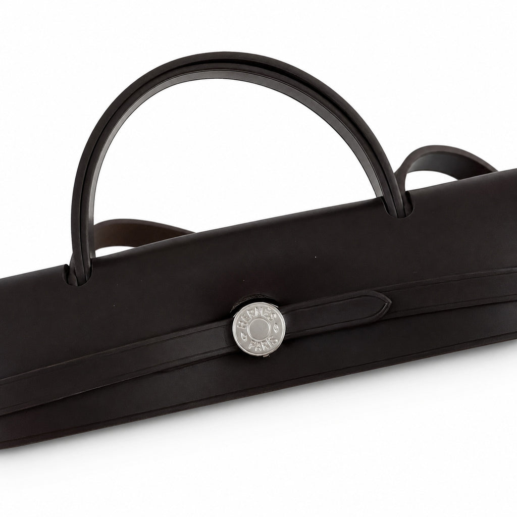 Herbag 31cm Saddle-Inspired Canvas Body with Leather Handle and Shoulder Strap — Canvas-and-Leather Shoulder Bag