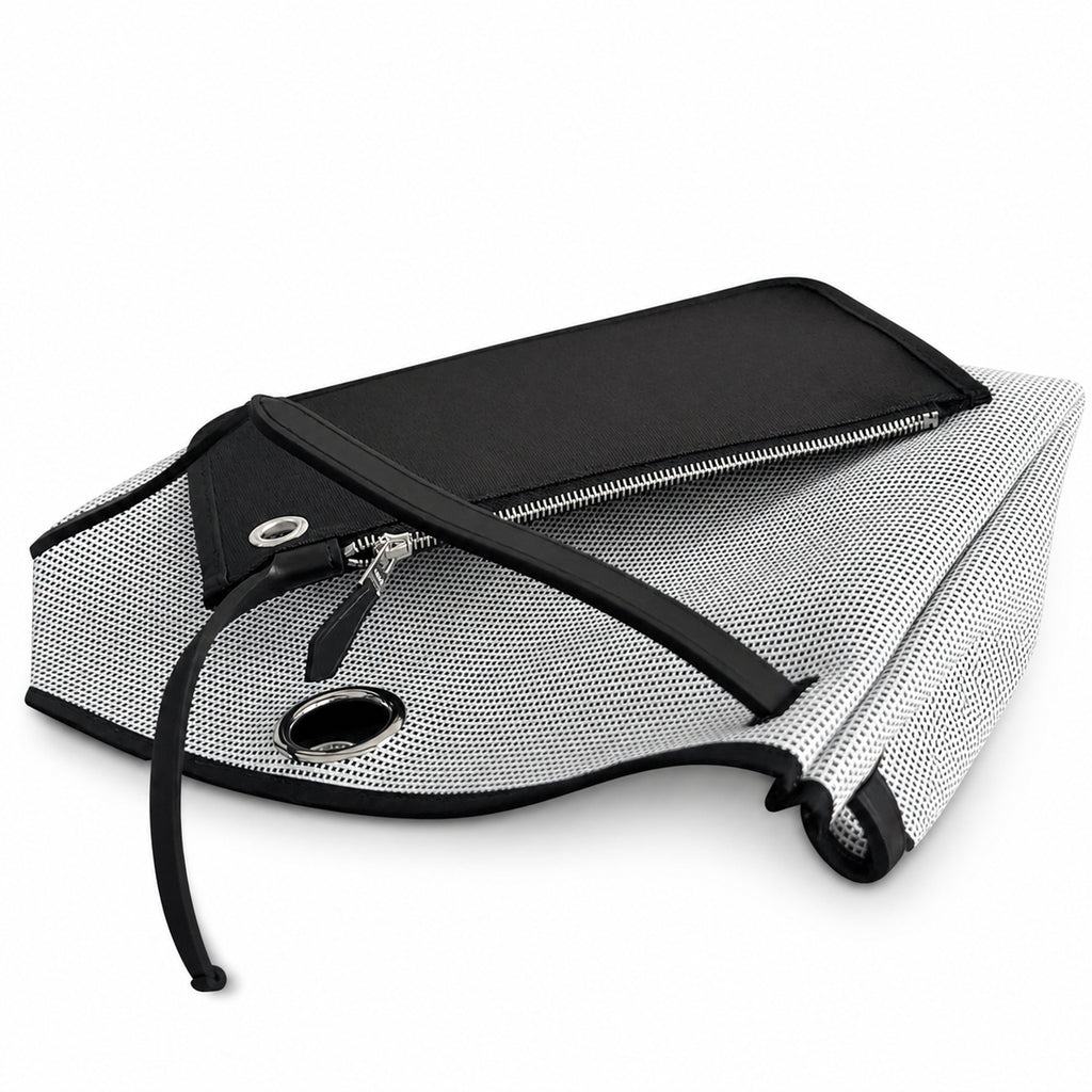 Structured Canvas Shoulder Bag with Leather Trim: Herbag 31cm Saddle-Inspired Canvas Body with Leather Handle and Shoulder Strap
