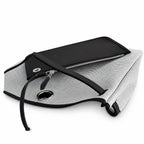 Structured Canvas Shoulder Bag with Leather Trim: Herbag 31cm Saddle-Inspired Canvas Body with Leather Handle and Shoulder Strap