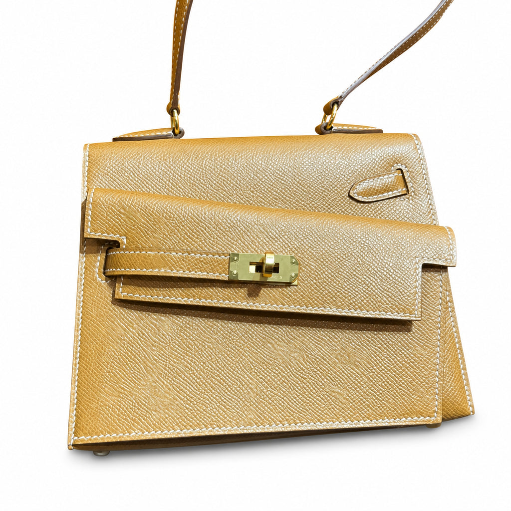 Kelly double-sided DESORDRE original Epsom Leather Gold Brown Gold Buckle order shipped — Polished Two-Sided Top-Handle Bag