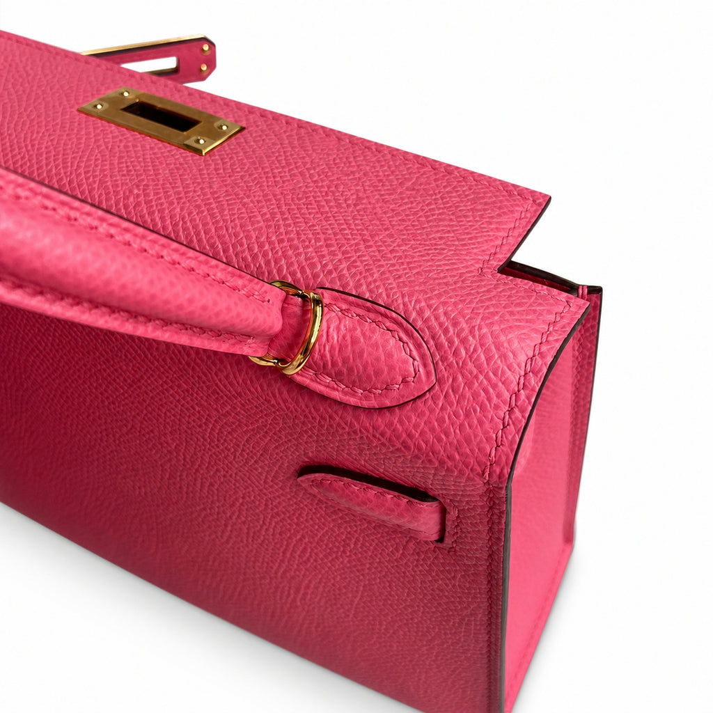 handmade Mini Kelly II 19cm imported Epsom Leather new lipstick powder Gold Buckle — Distinctive Petite Bag